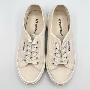 Superga Women's 2750 Cotu Classic Sneaker Cream Beige Size 6
